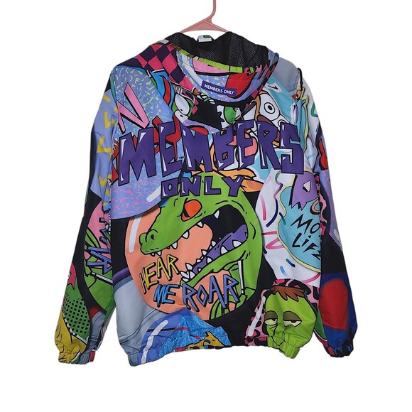 Members Only x Nickelodeon Rugrats Ren and Stimpy Hooded Windbreaker **FLAWS  S - Picture 6 of 8